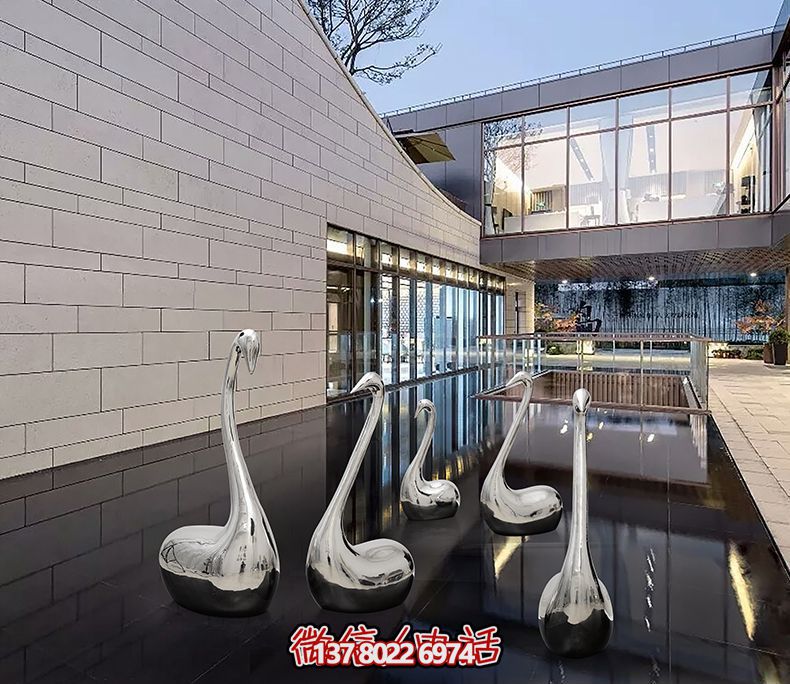 不銹鋼創(chuàng)意天鵝雕塑,鏡面水中裝飾別墅 不銹鋼創(chuàng)意天鵝雕塑,鏡面水中裝飾別墅